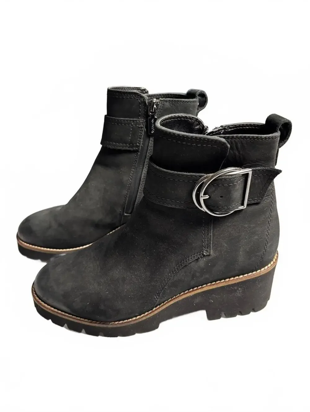 Blondo Waterproof Black Ankle Boots with Buckle Detail, Size